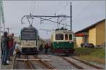 120 Jahre BAM MBC: Der  neue  und der  alte  BAM Zug in Apples - Links die beiden  SURF  Be 4/4 31 und 32, rechts der  historische  BCFe 4/4 N� 2, welcher als Fahrplanm�ssiger Regionalzuug 14 nach
