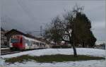 Ein TPF ABe 2/4 101 + B + Be 2/4 102 in Semsales.